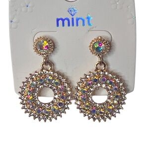 Gold and Multicolor AB Rhinestone Statement Earrings